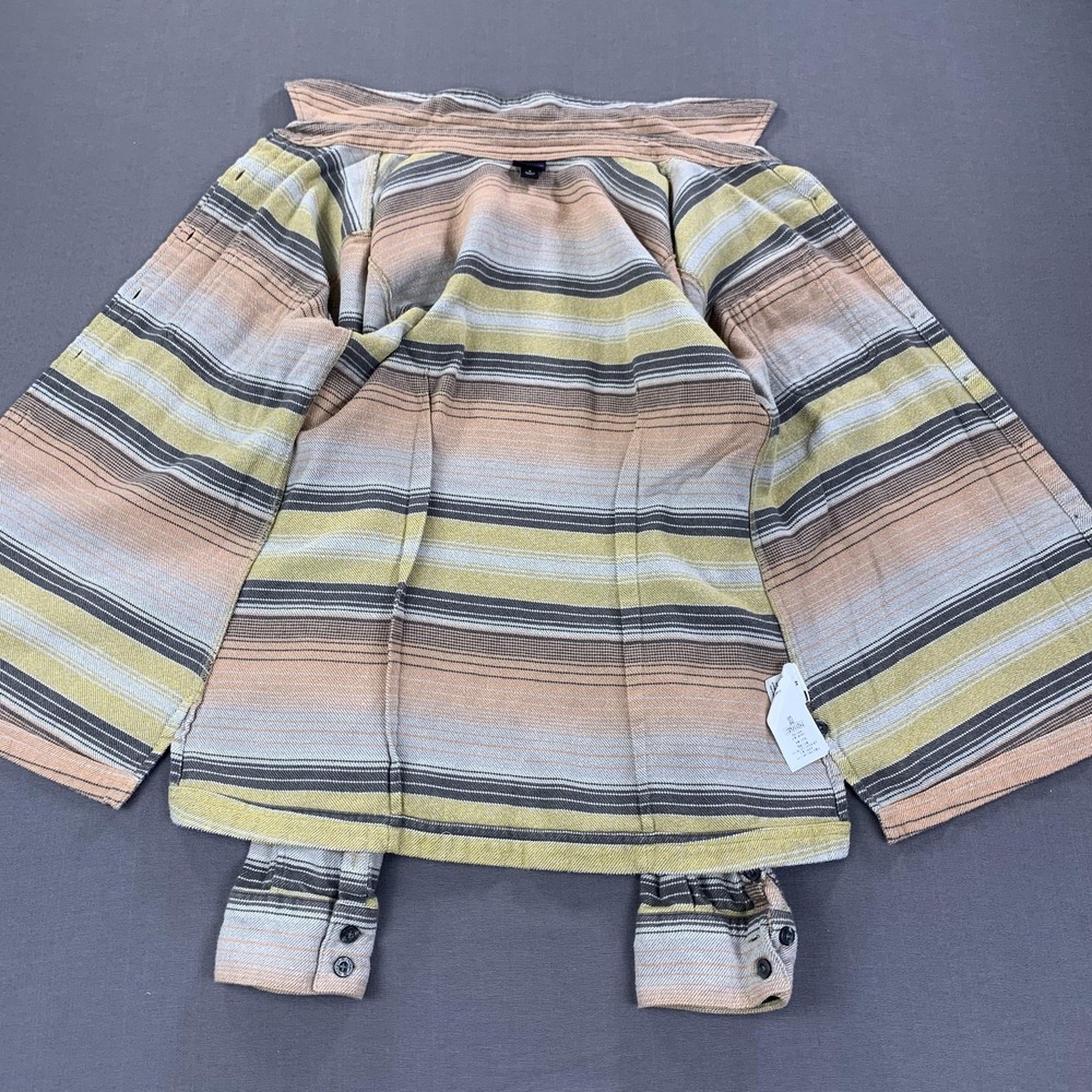Patagonia Shirt Womens Small Bearfoot Tan Striped Fjord Flannel Outdoors Hiking - Picture 5 of 13
